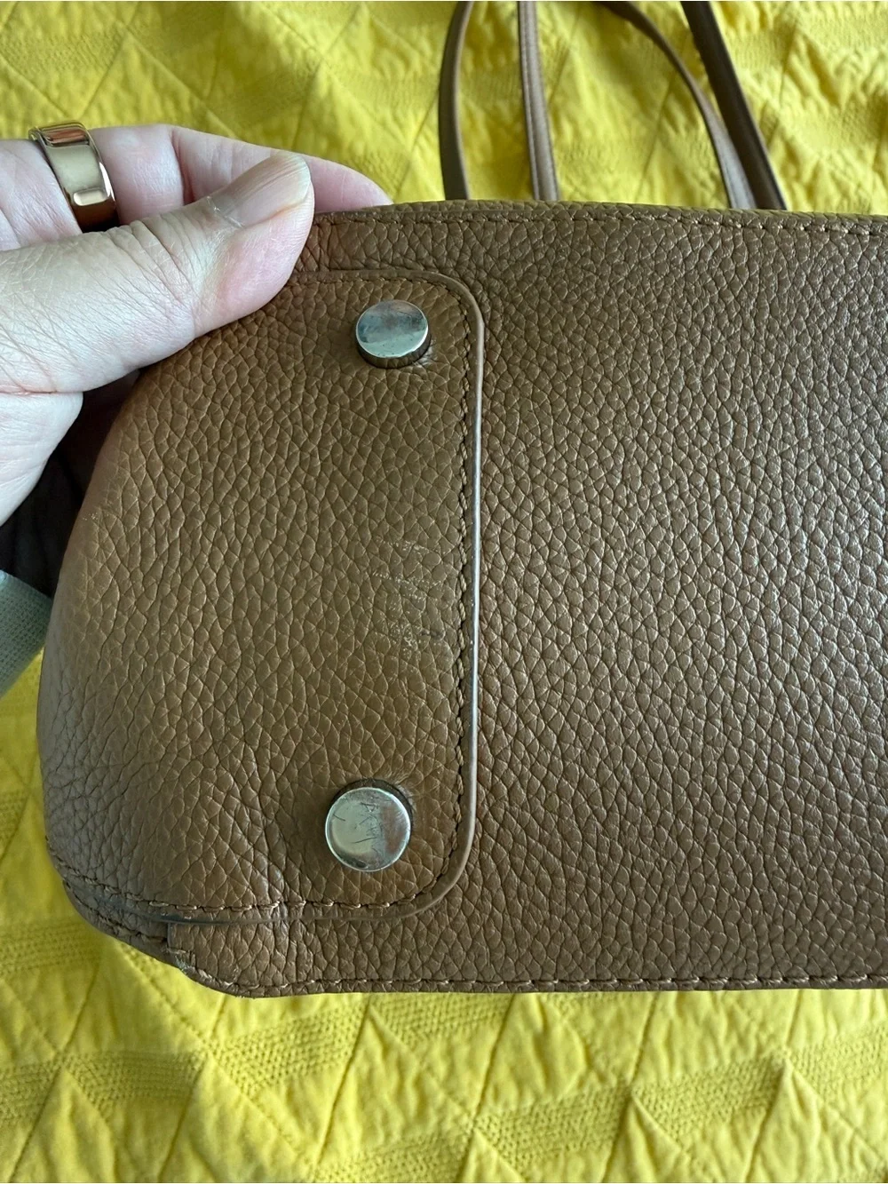 Quince Italian Leather Triple Compartment Work Tote — Tan - Picture 7 of 11